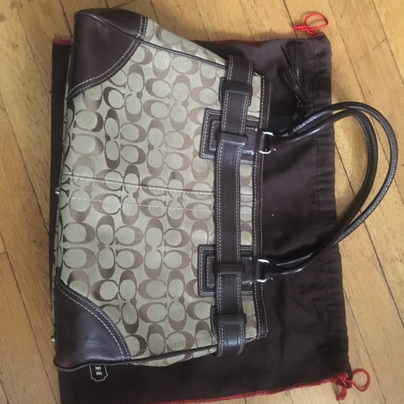 Signature canvas brown Coach Hampton Satchel - Picture 3 of 6